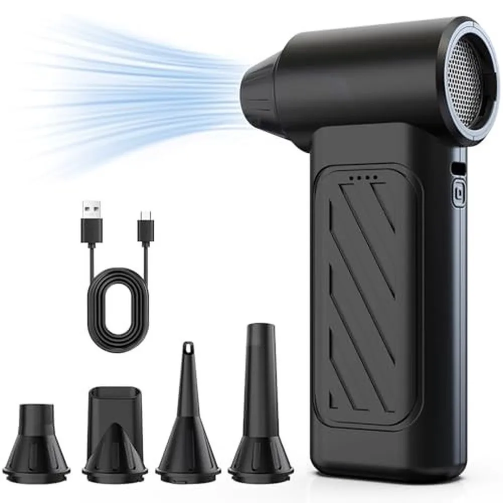 Cordless Electric Air Duster Metal 3 Brushless Motor For Keyboard PC Laptop Car Detailing Electronics Cleaning With 4 Nozzles