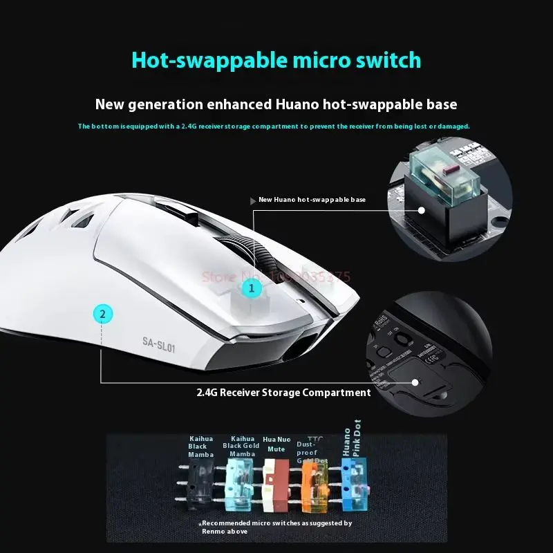 Rawm Sl01c Wireless Gaming Maus Mini Hohl Pfote Bluetooth 3311/3395 Sensor Nordic Chip 3-Modus Für Fps spiel Computer Peripheriegeräte