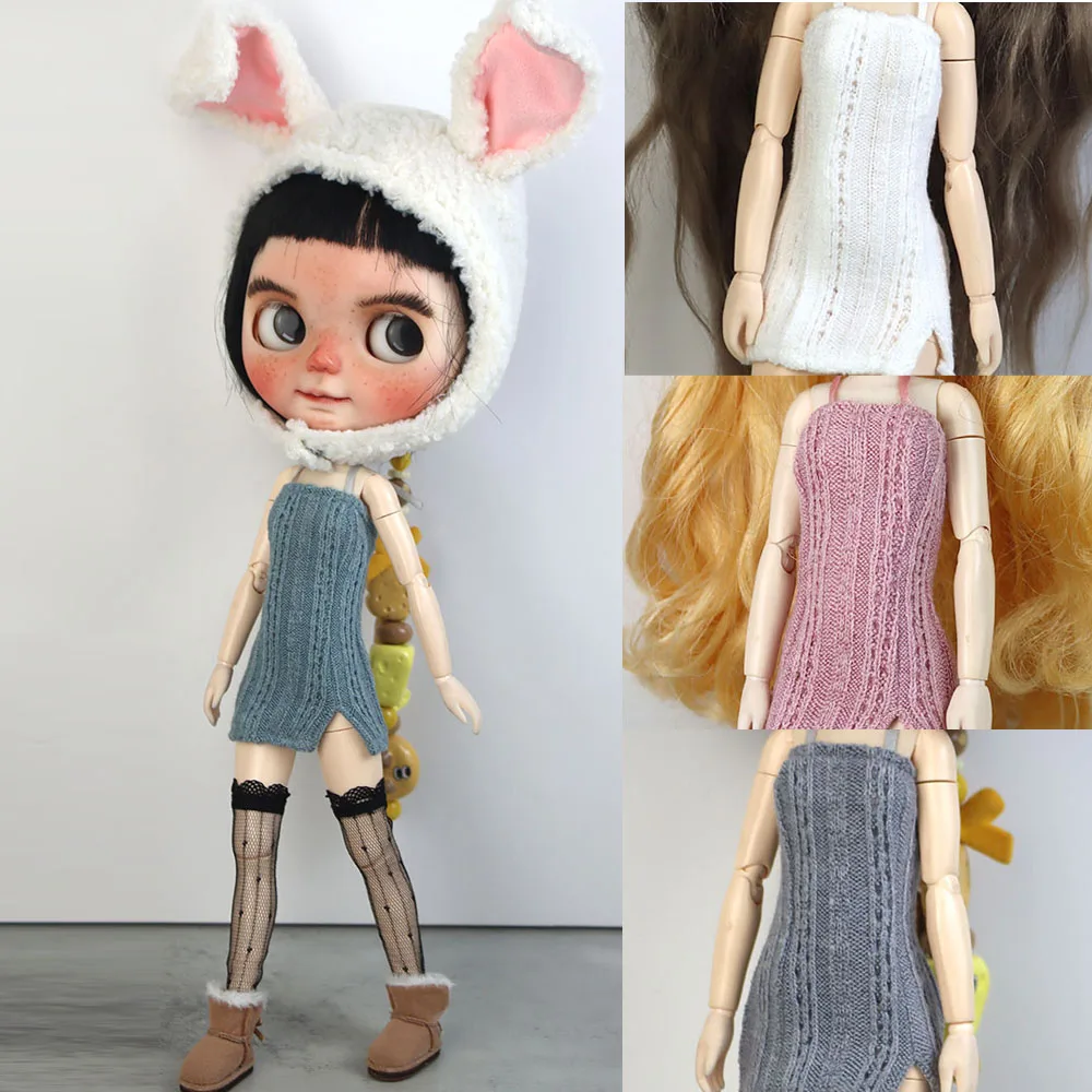 

Fashion off-the-shoulder sweater black, white, pink fit 28cm Blyth Azone OB22 OB24 Toys gifts