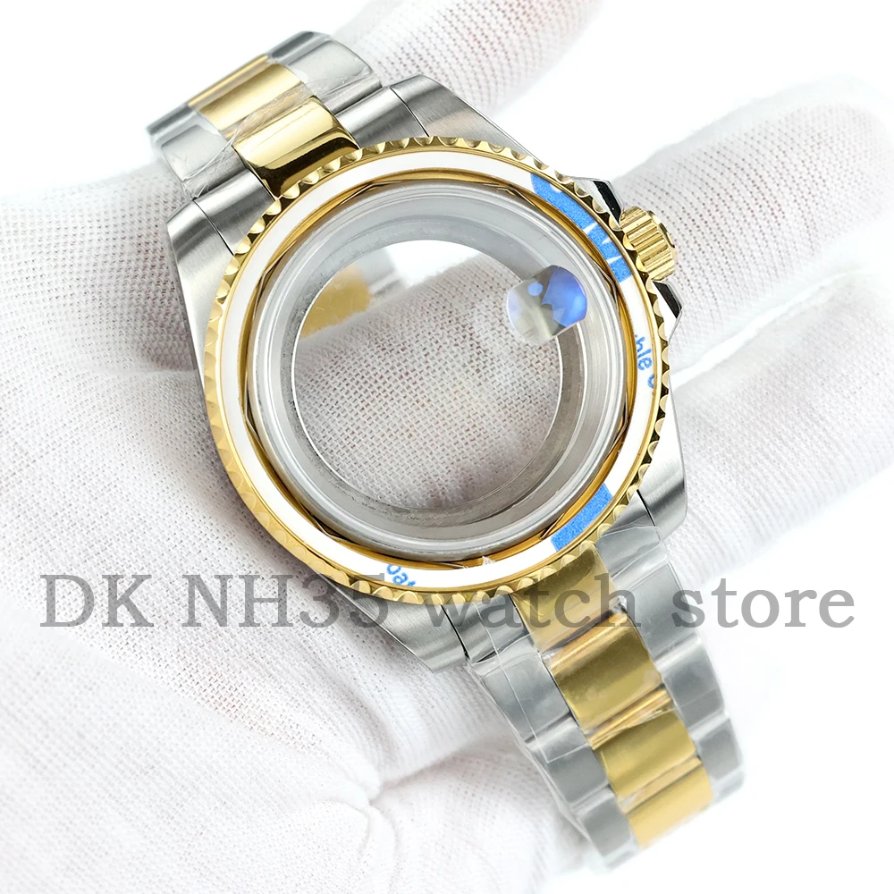 

40mm Watch Case Polish Oyster Strap For Seiko NH34 NH35 NH36 NH38 Movement Rose Gold/Gold Stainless Steel Watch Accessories