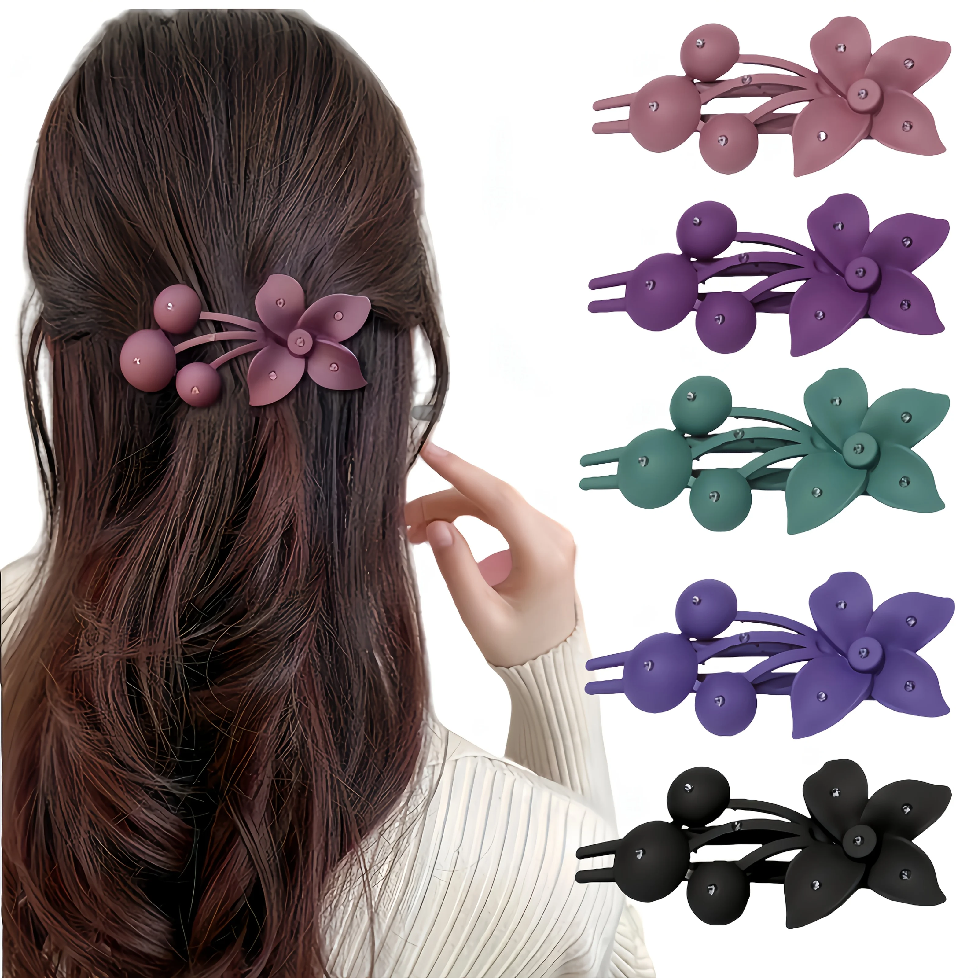 

6-Piece Set of Large Cherry Blossom Hair Clips in Random Colors, Hair Accessories for the Back of the Head, Large Duckbill Clips, Trendy Hair Clips Suitable for Women, Large Hair Accessories for the Back of the Head