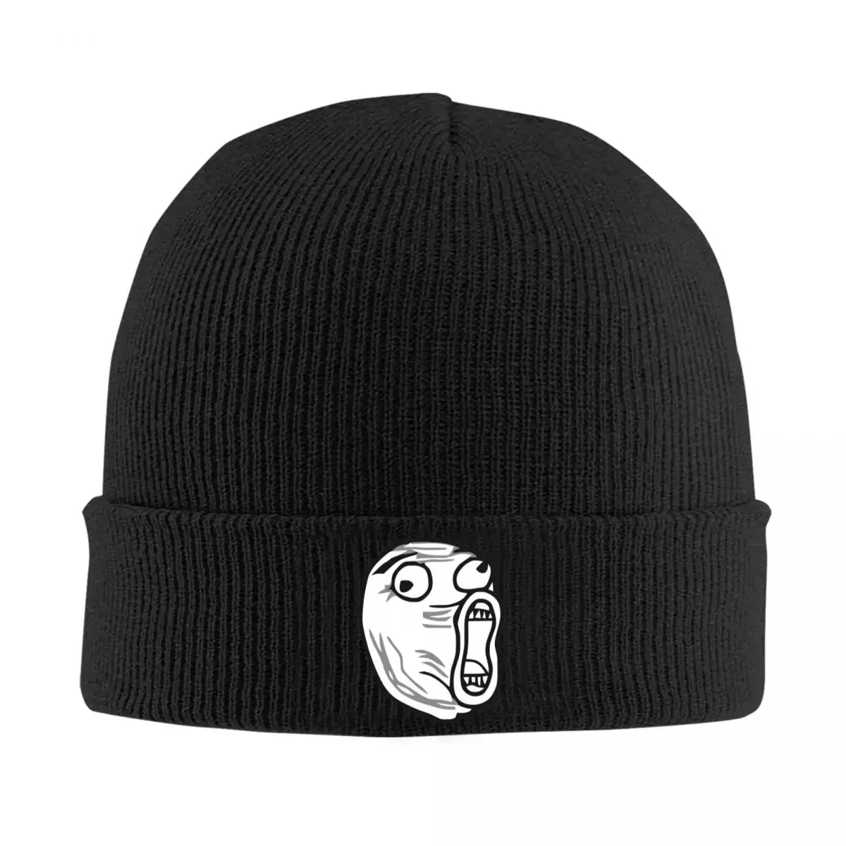 Trollface Meme Knitted Hat Beanie Autumn Winter Hats Warm Color Rage Comic Funny Anime Cap for Men Women