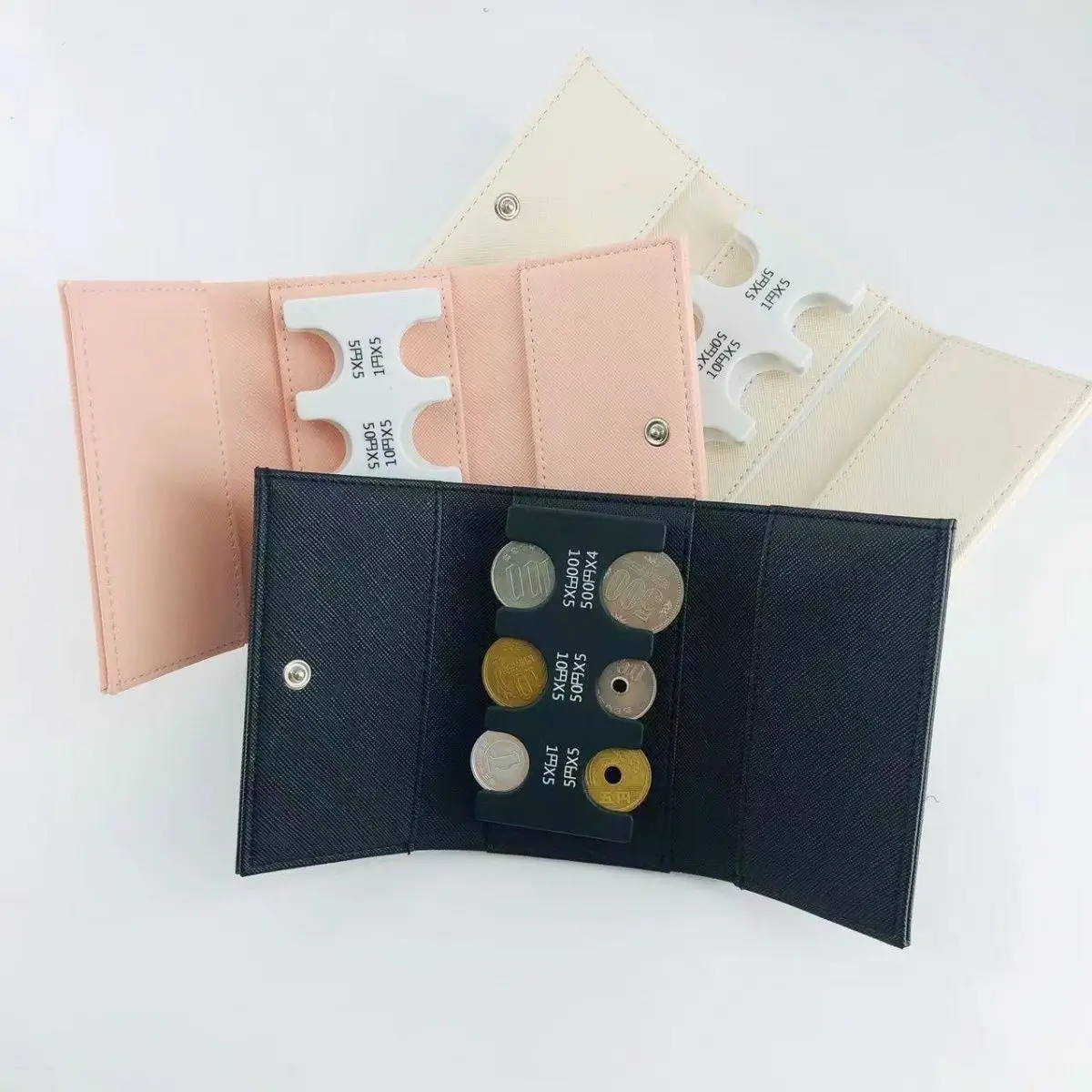 Creative Colourful Cross Pattern 2-in-1 Zero Wallet Leather Cover Tri-fold Loss Prevention Coin Clip Organizer Travel Card Case