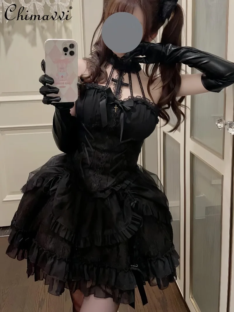 Lolita Style gothique foncé Halloween Cosplay robe de Style Ballet 2026 printemps été nouvelle fille Punk quotidien élégant robe courte bouffante