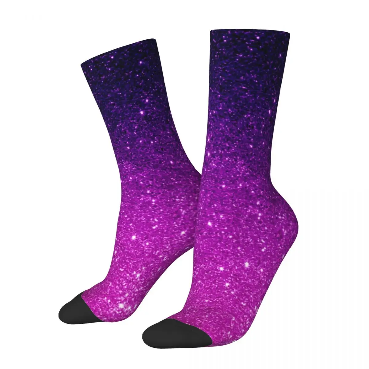 Glitter Ombre Print Stockings Girls Magical Purple Socks Soft Breathable Socks Winter Outdoor Sports Anti Skid Custom Socks Gift