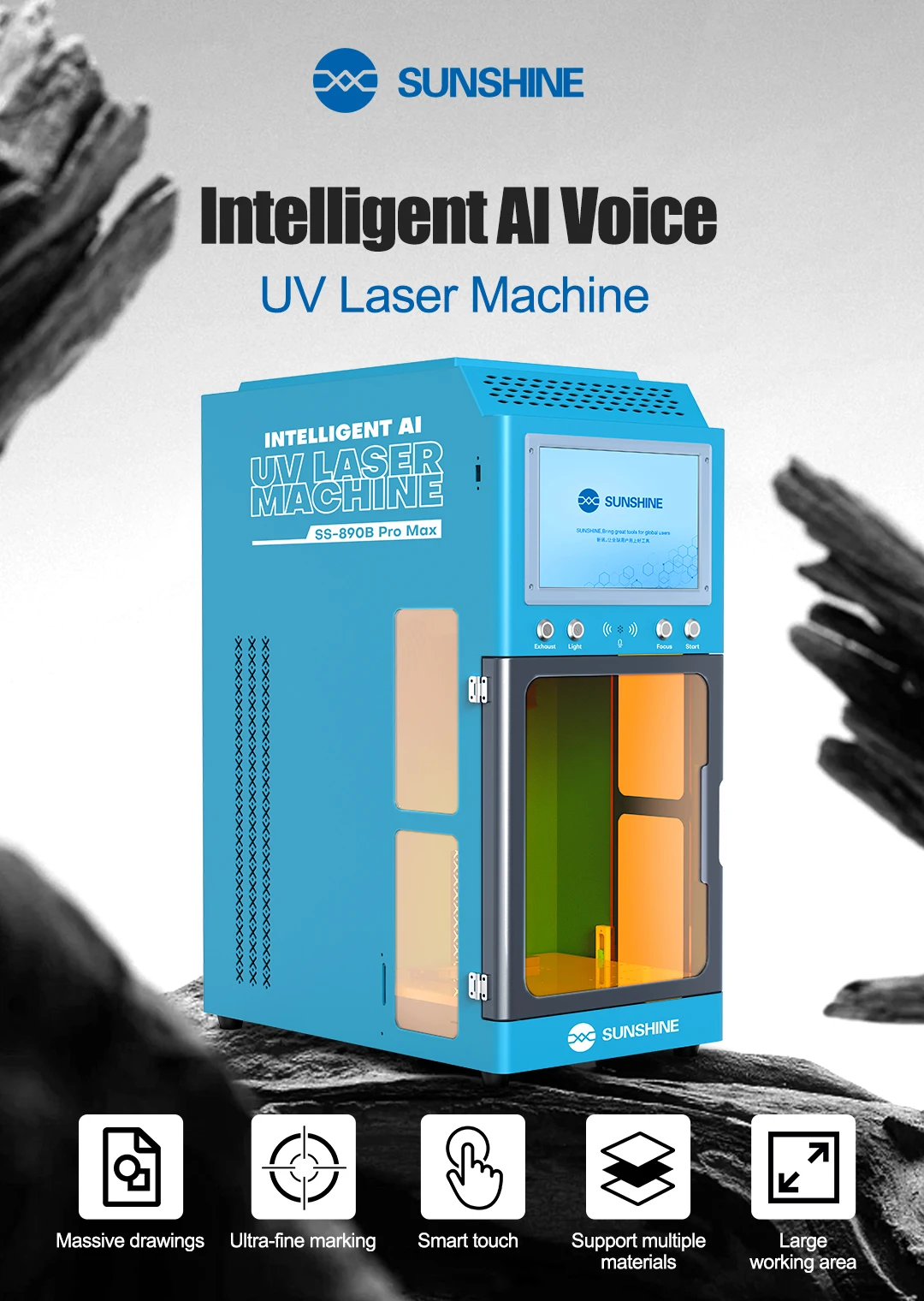 SS-890B ProMax Macchina laser UV AI intelligente Controllo linguistico intelligente Ai, Sorgente di luce fredda ad alta potenza, Autofocus ad alta velocità