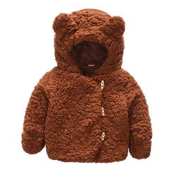 Baby Boy Chamarra Autumn Winter Thick Lamb Wool Chamarras faux fur Coat Kids Hoodies Outerwear Cartoon Bear flannel Coats Ropa