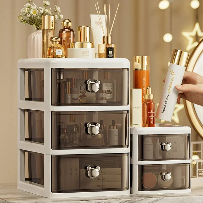 صندوق تخزين مكتبي قابل للتكديس مع درج مقاوم للغبار صندوق تخزين مكتبي صندوق مستحضرات التجميل لوازم مكتبية رف تخزين الحطام #5