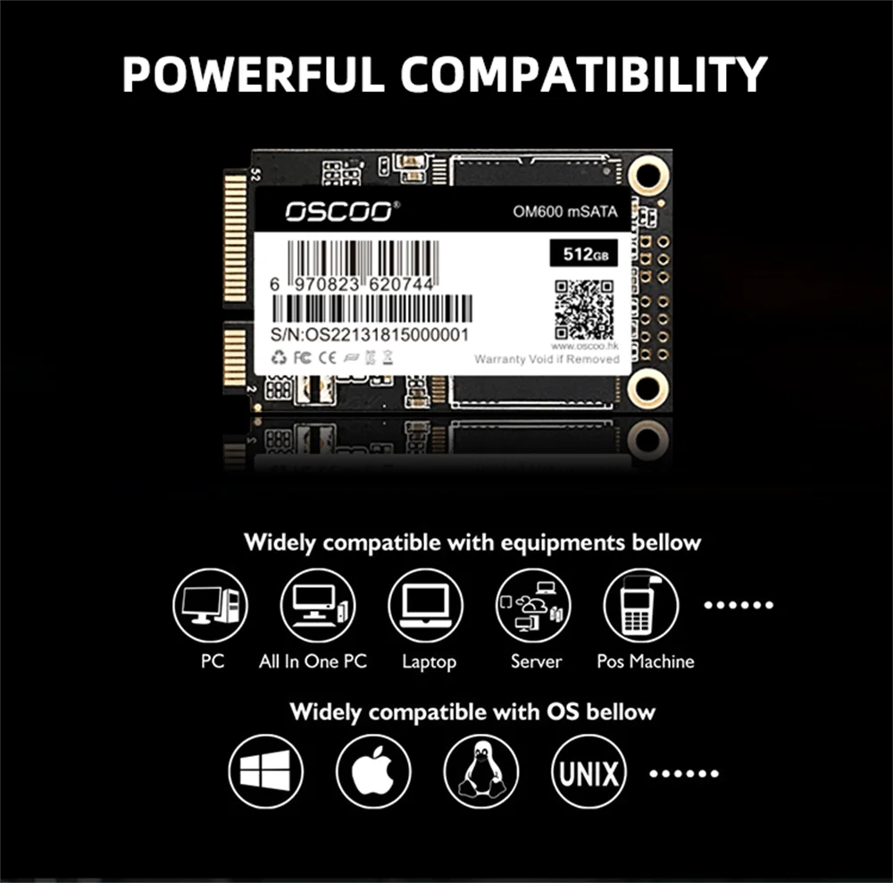 OSCOO-disco duro interno para ordenador, unidad de estado sólido mSATA SSD de 128GB, 256GB y 512GB, 1TB