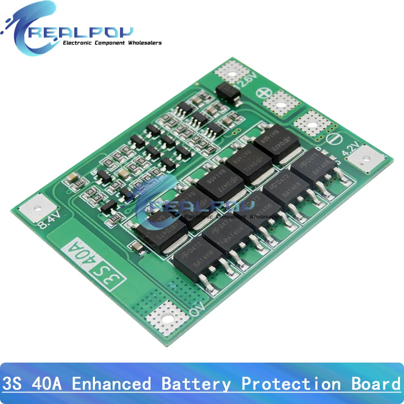 3S 40A BMS 11.1V 12.6V 18650 lithium battery protection Board with balanced Version for drill 40A current Enhance/Balance