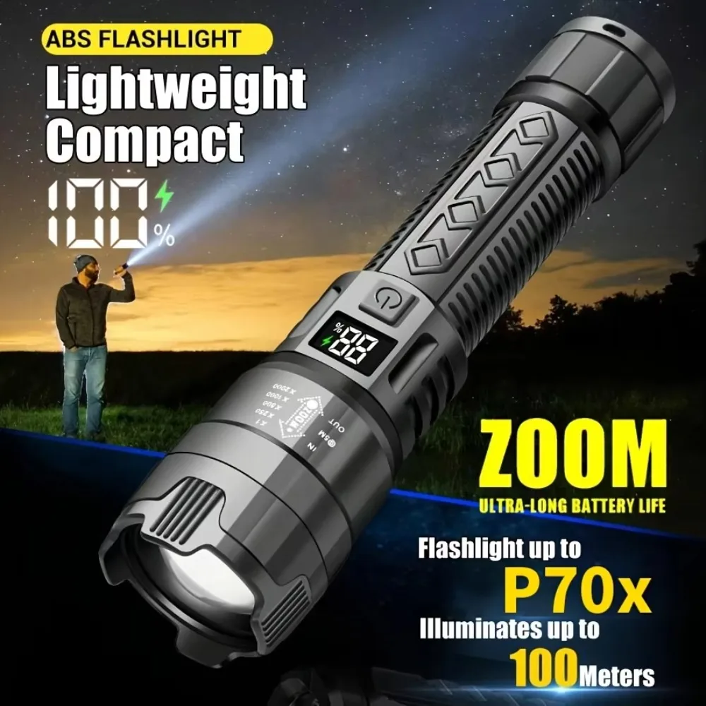 

‌Ultra Bright LED Flashlight - USB Rechargeable, Zoomable, 3 Modes, Compact for Camping & Outdoor Adventures