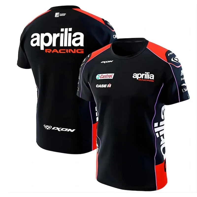 Motorcycle Race Aprilia Trackhouse Team2024-25 Men's and Women's T-shirt Summer Casual Breathable T-shirt Speed Drying Sport Top