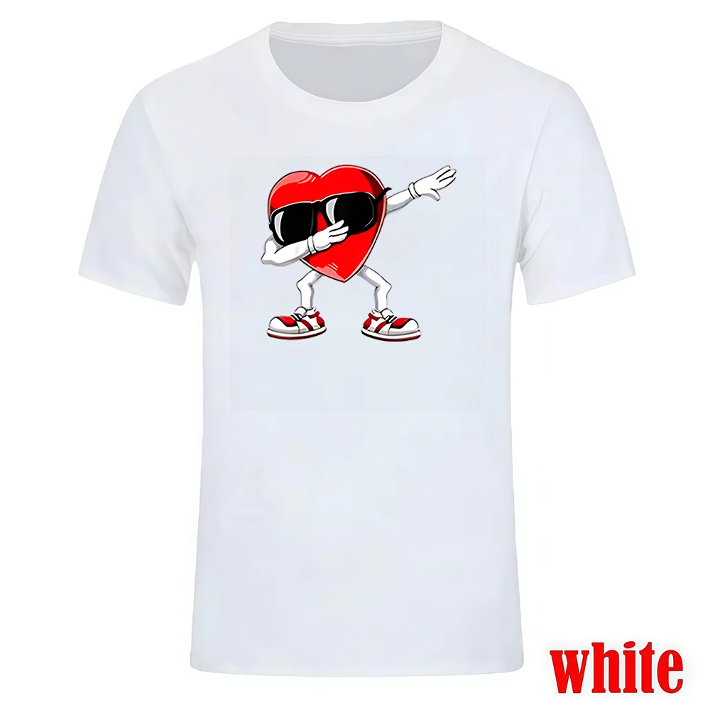 เสื้อยืดคู่รักวันวาเลนไทน์ ลายพิมพ์ คอกลม สำหรับผู้ชายและผู้หญิง เสื้อยืดฤดูร้อน ของขวัญสำหรับแฟนหนุ่ม แฟนสาว เสื้อยืดสตรีทแวร์ ยูนิเซ็กส์