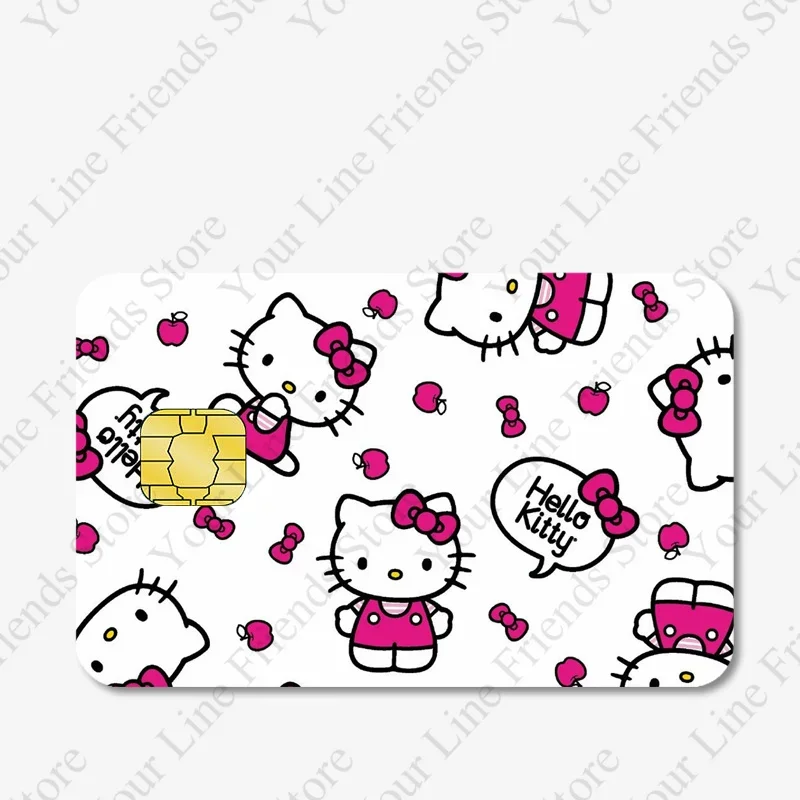 Kawaii sanhos Anime Hello Kittys Kuromi Melody Kirby carta di debito di credito adesivo pellicola copertura impermeabile della pelle per grande piccolo Chip