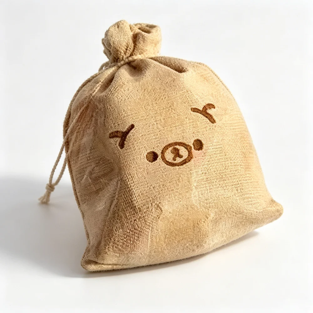 New Simulation Linen Pouch Bear Mochi Squishy Soft Elastic Slow Rising Drawstring Bag Design Cute Stress Relief Hand Squeeze Toy - view 3