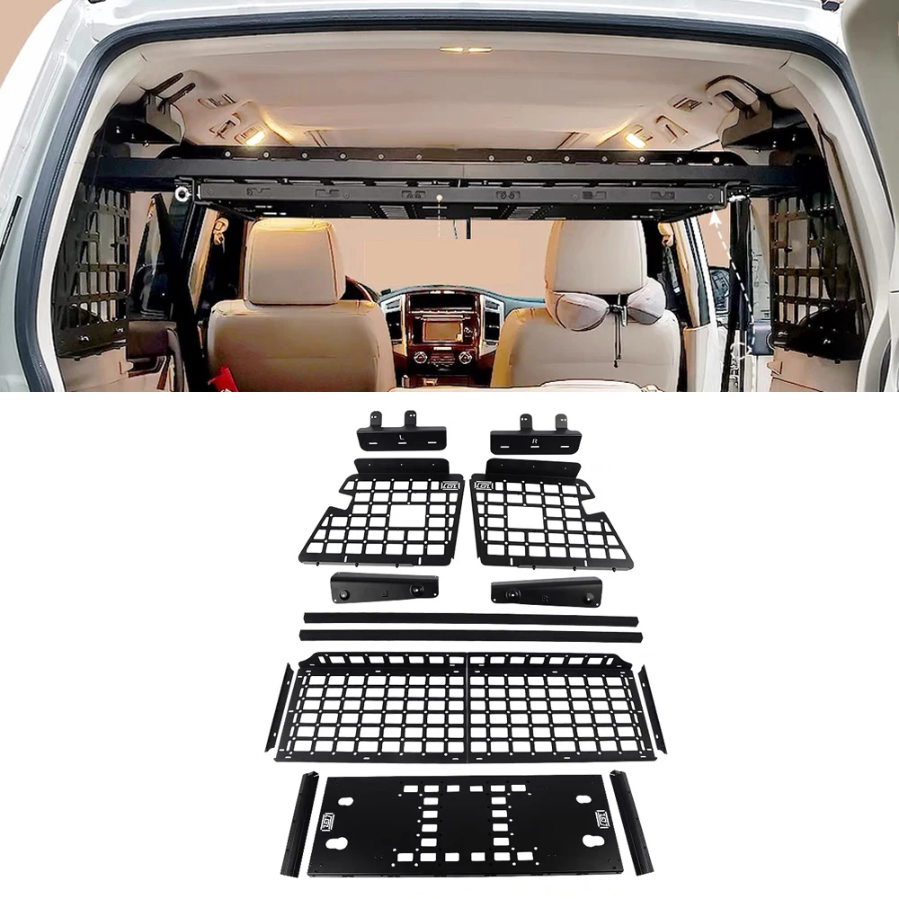 Organizzatore modulare per bagagliaio con pannello Molle, portapacchi in alluminio per Pajero V93 V97 V98 2007-2021 5 porte