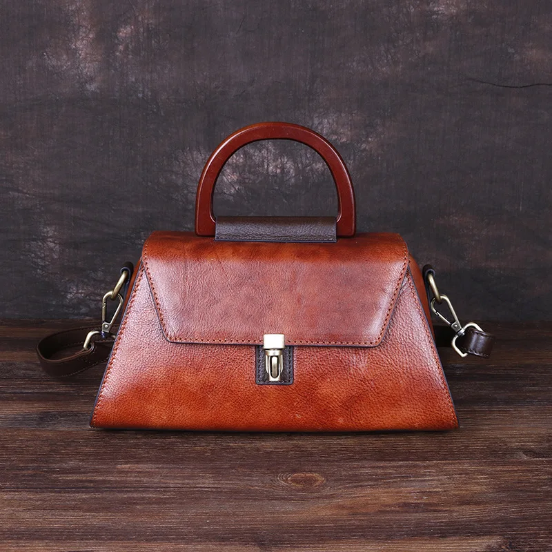 Vintage Woman Genuine Leather Tote Bag Ladies First Layer Cow Leather Handbag Anti-theft Female Shoulder or Crossbody Bags