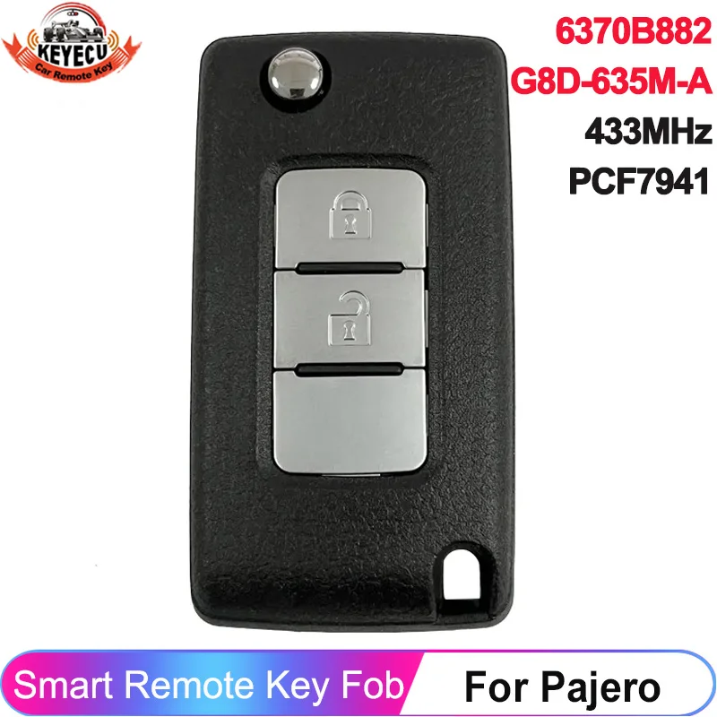 KEYECU 6370B882 For Mitsubishi Pajero 2015 2016 2017 2018 2019 2020 2021 PCF7941 ID46 Chip 433MHz 2 Buttons Key Remote Flip Fob