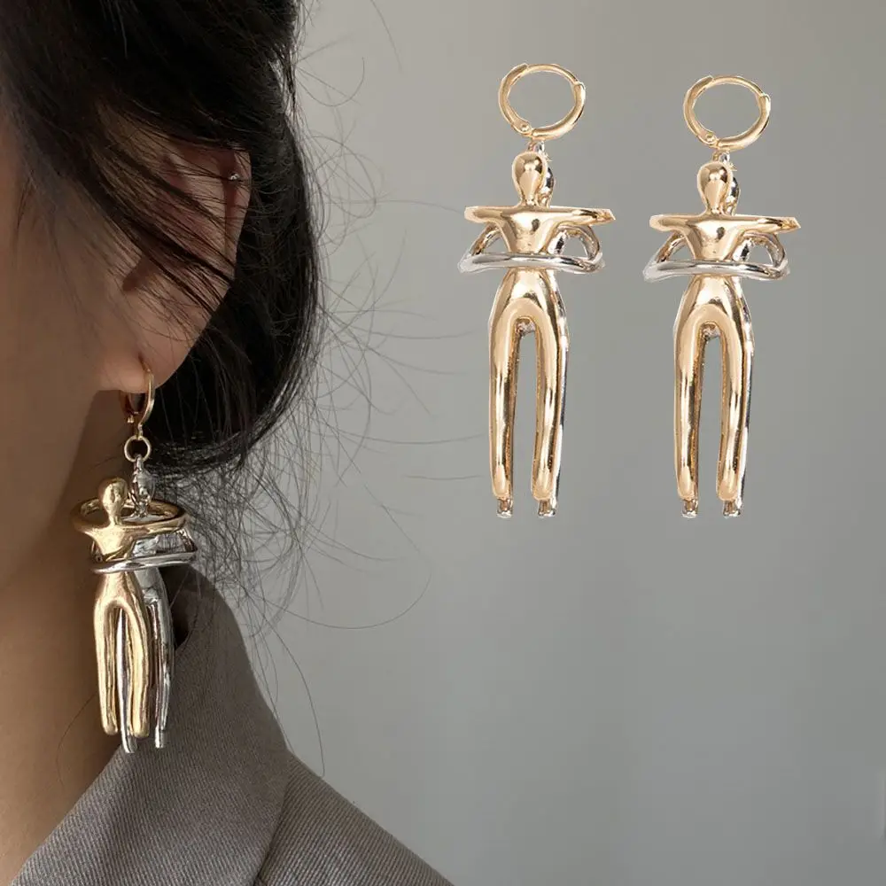 Party Jewelry Two people Hugging Stereoscopic Exaggerated Fashion  Accessories Hoop  Earrings Drop Earrings Dangle Earrings