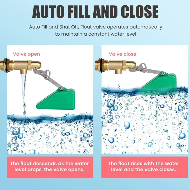 ABGR-3/4Inch Float Valve,Brass Water Float Valve For Water Tank,Float Ball Valve With Adjustable Arm,Auto Water Level Control