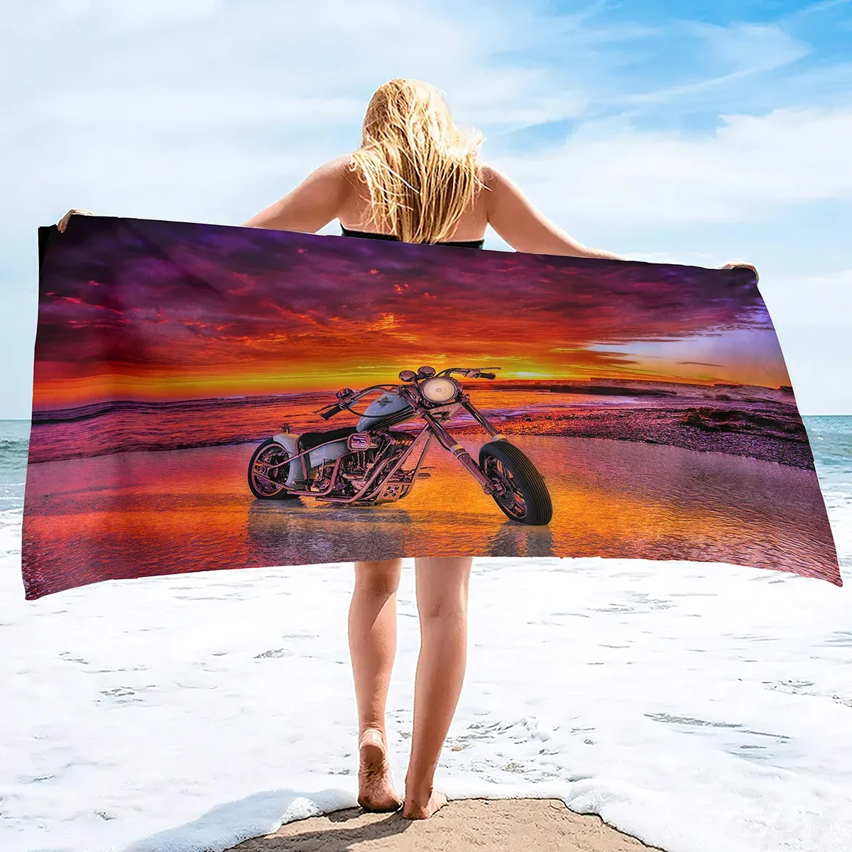 Quick Dry Beach Towels Motorcycle Vehicle Sand Free Ultra Cozy and Bath Towels Water Absorbent Oversize Beach Towel for Boys Men