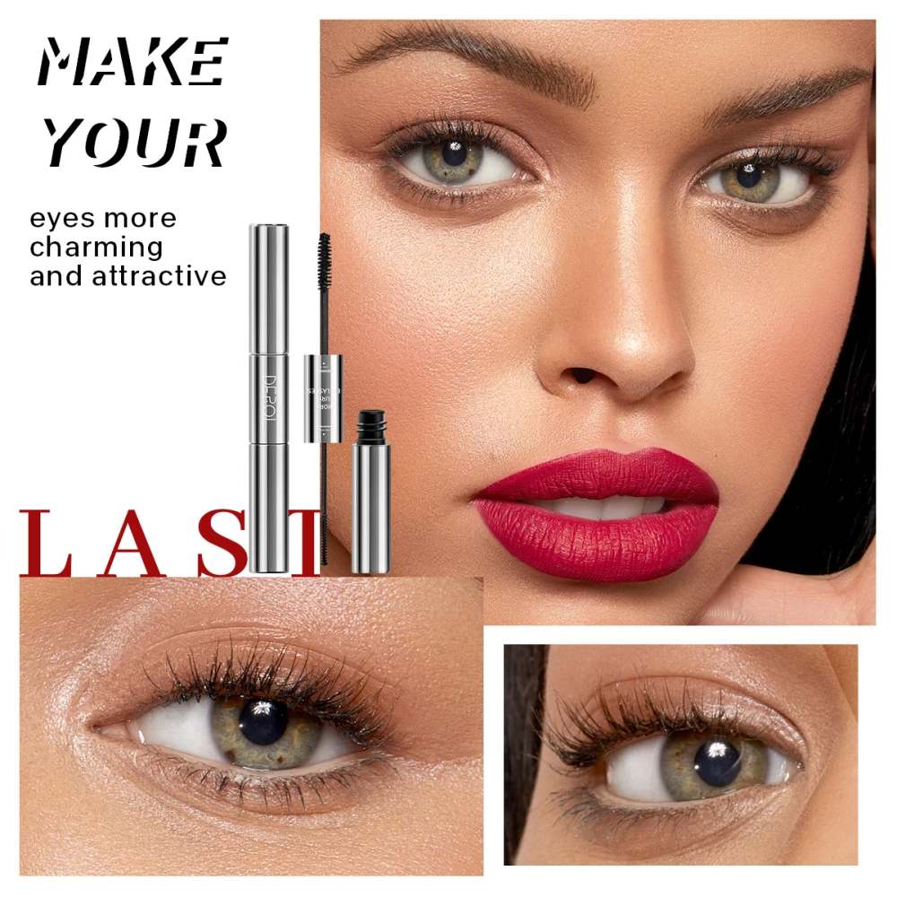 Waterproof Fine-headed Mascara For Long Thick Curling Quick-drying Non-smudged Double-headed Slim Mascara Long-lasting TSLM2