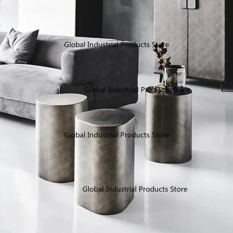 

Nordic Minimalist Italian Antique Oval Irregular Steel Coffee Table Silver Metal Side Table Room Furniture