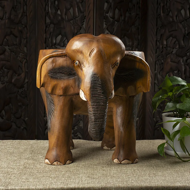 Elephant  solid wood round stool household small bench door shoe change stool flower stand low stool creative shoe