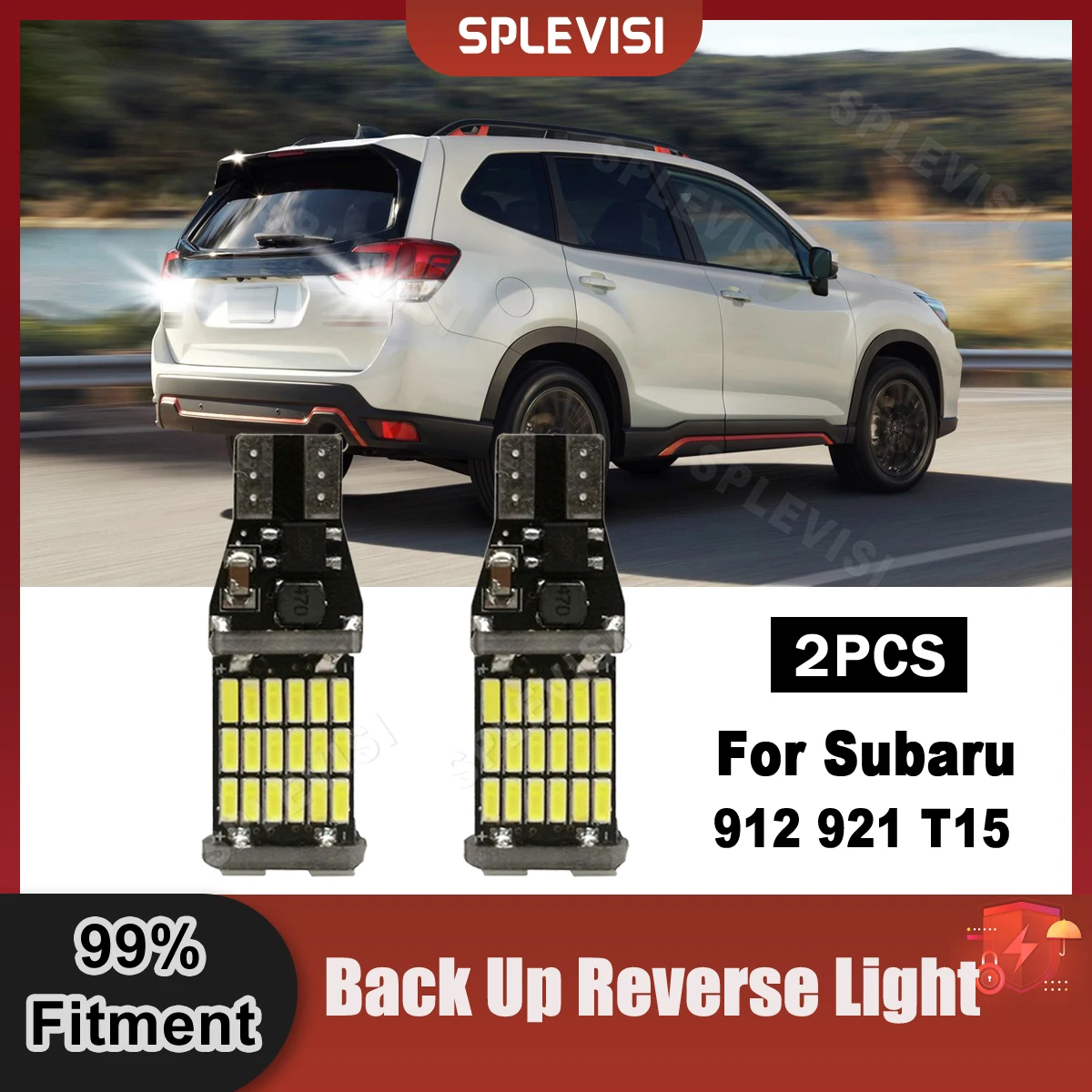 

2PCS LED Reverse Light Blub Backup Lamp 912 921 T15 Replace Halogen Bulb For Subaru Forester 2014-2019 2015 2016 2017 2018