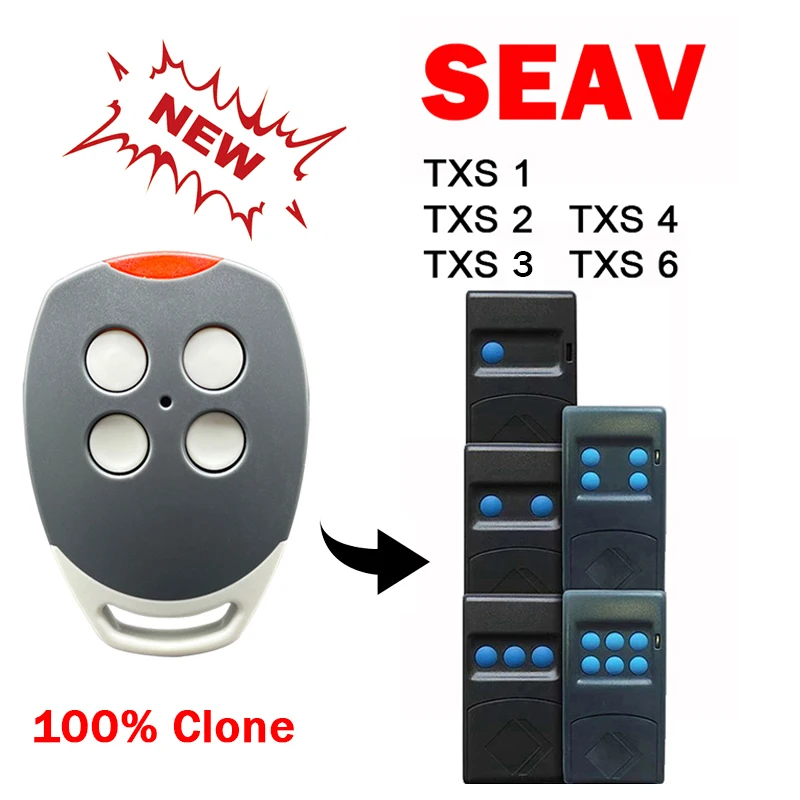 For SEAV TXS 1/2/3/4/6 TXS1 TXS2 TXS3 TXS4 TXS6 Garage Door Opener Duplicator 433MHz Fixed Code Clone SEAV Remote Control