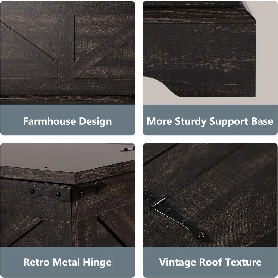 โต๊ะกาแฟวินเทจแบบยกได้ โต๊ะกลางทรงสี่เหลี่ยม โต๊ะห้องนั่งเล่น โต๊ะไม้ โต๊ะน้ำชา สไตล์เรโทร สีน้ำตาล