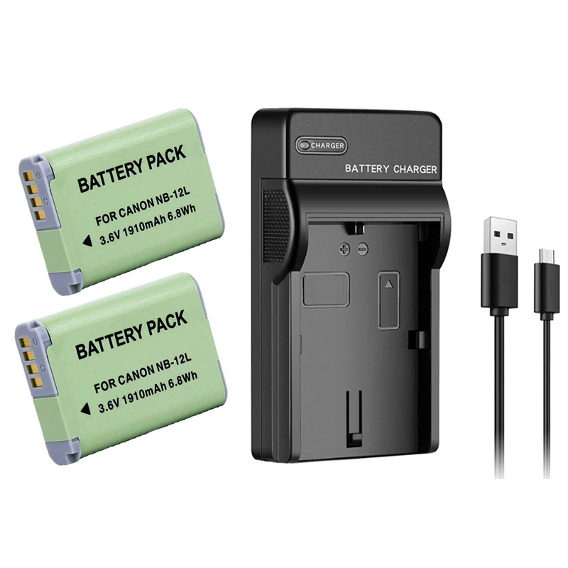 

1910mAh NB-12L NB 12L NB12L Battery + Charger For Canon PowerShot G1 X Mark II G1X Mark 2 For PowerShot N100, N100, VIXIA mini X