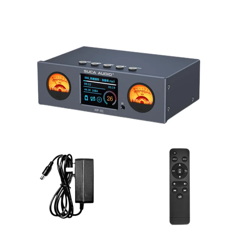 

HiFi USB SD DSD 192KHz 24Bit VU Level Meter Lossless MP3 Music Digital Player Coaxial Optical DTS Decoding Preamplifier