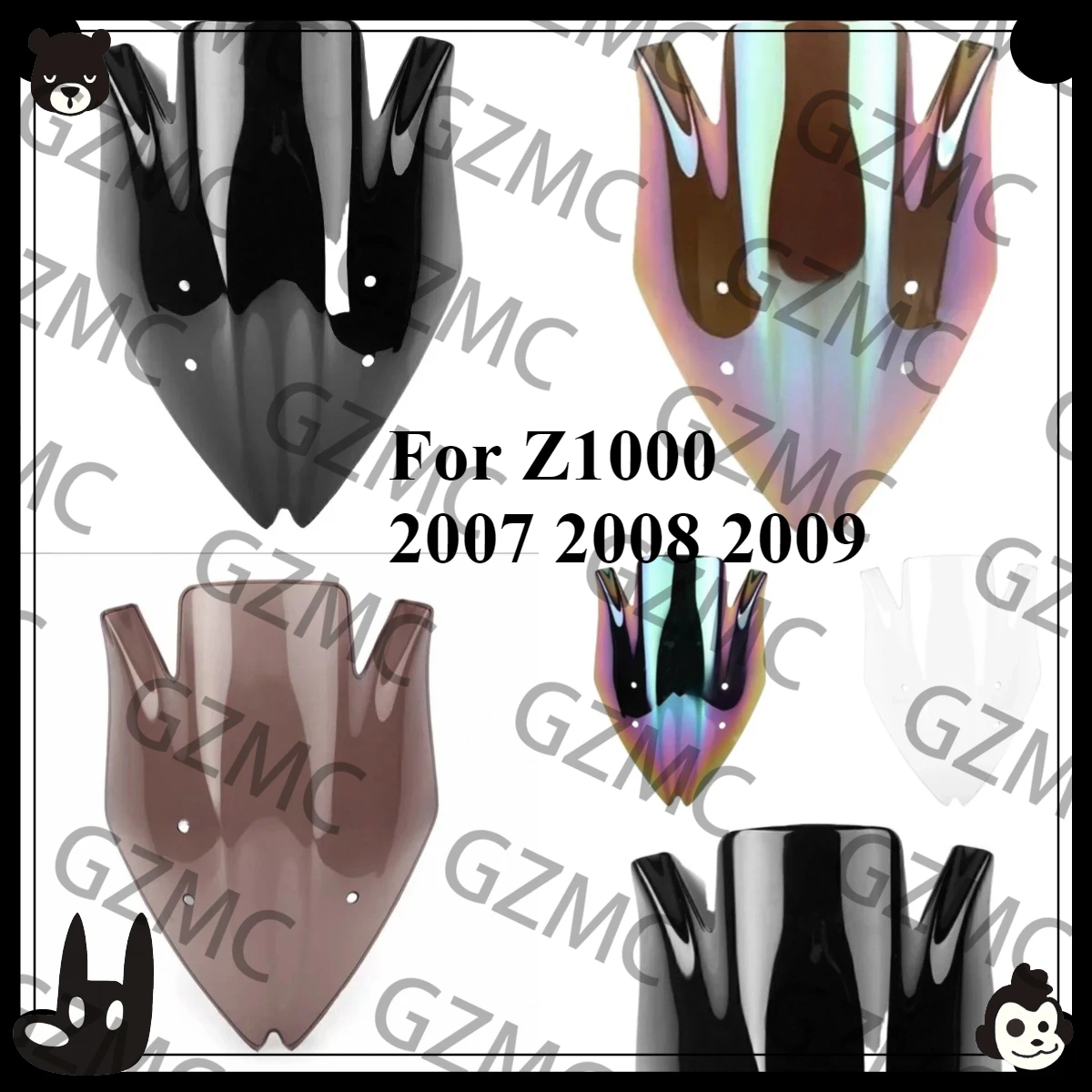 

Аксессуары для Kawasaki Z1000 2007 2008 2009, лобовое стекло мотоцикла, дефлектор ветра, лобовое стекло, переднее