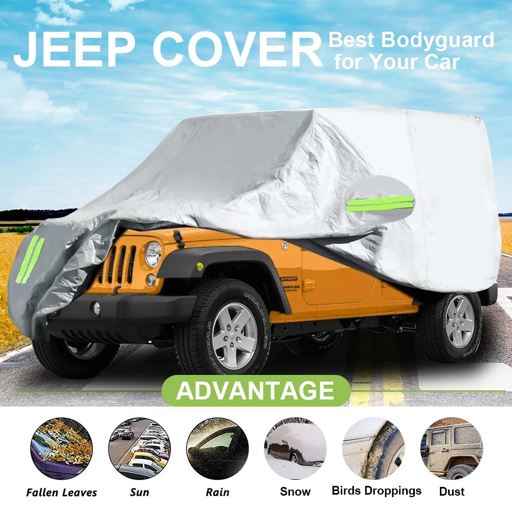 Oxford Cloth Full/Half Car Cover for Automobiles Windproof Snowproof UV Protection for Jeep Wrangler Easy Install