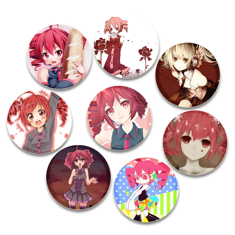 Kasane Teto lencana lucu Anime gadis Lapel pin 58mm ukau Virtual penyanyi bulat bros untuk ransel aksesoris kipas perhiasan hadiah