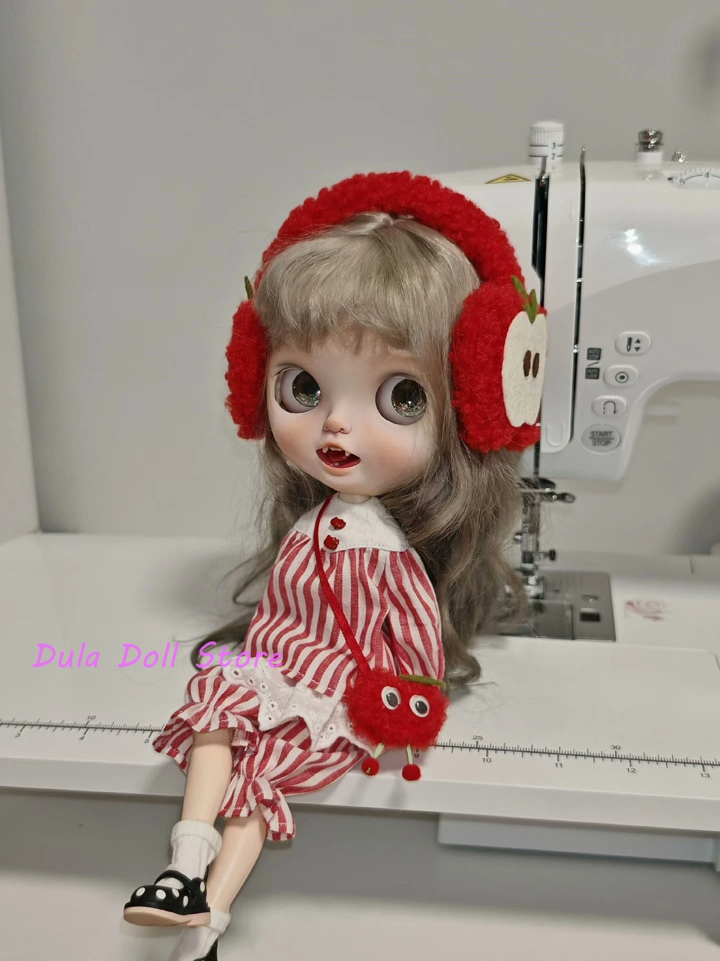 Dula Doll Clothes Dress Apple red stripe ob24 ob22 Azone Licca ICY JerryB 1/6 Bjd Doll Accessories