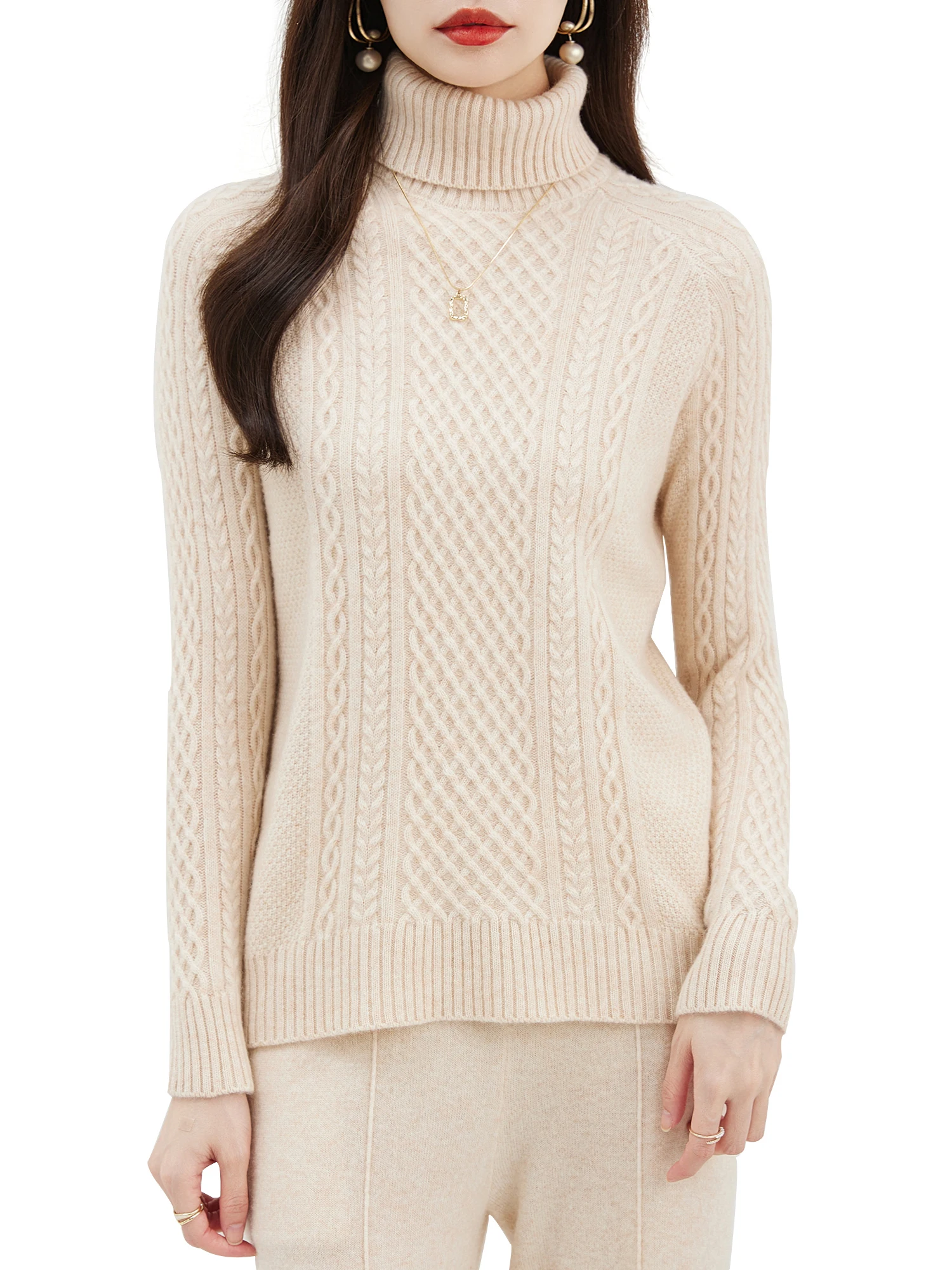 EU Size Turtleneck Women's 100% Merino Wool Sweater 2023 Fall Winter Tops Warm Pullover Long Sleeve Vintage Basic Knit Sweaters