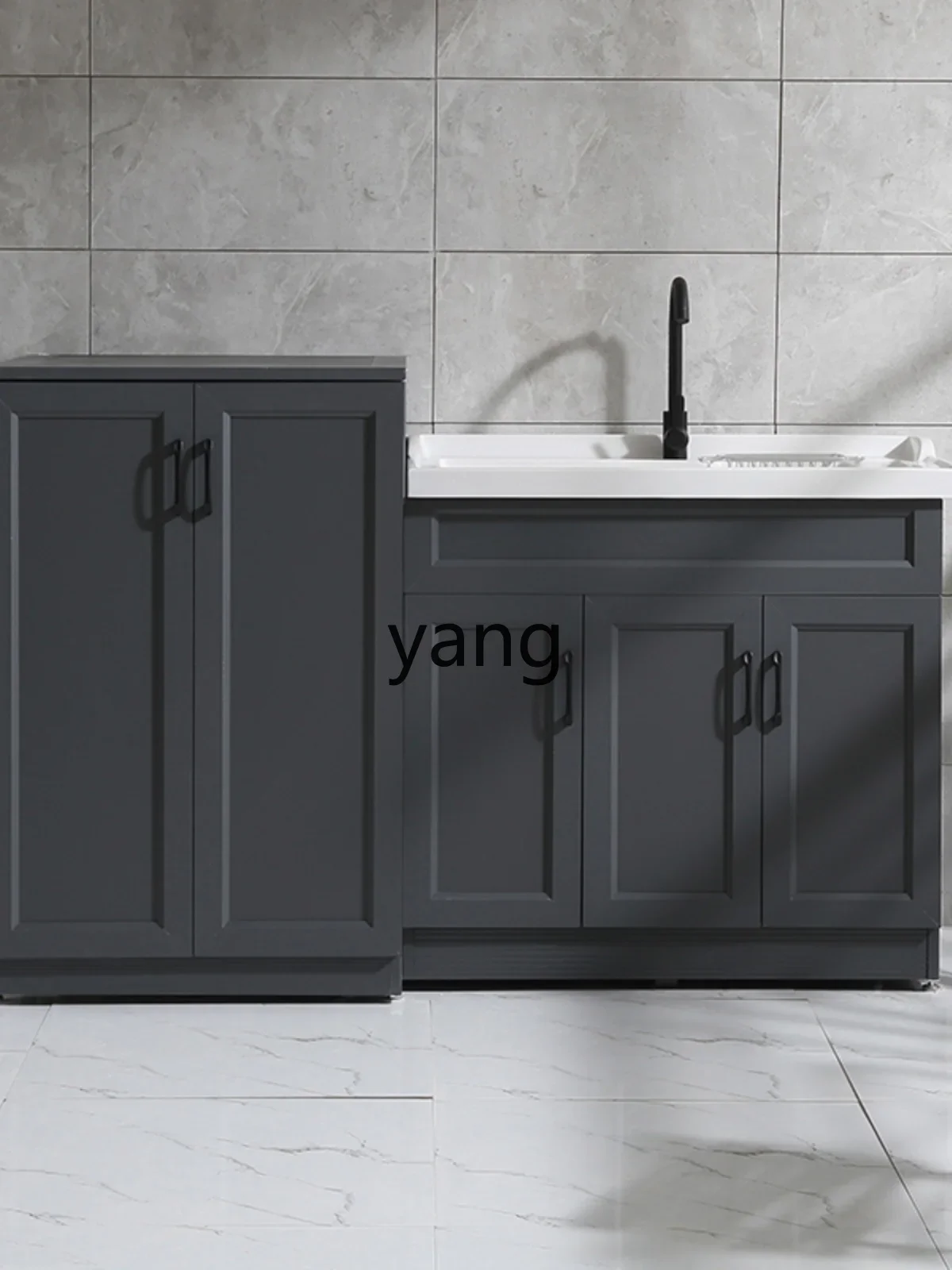 LH  Space Aluminum Outdoor Balcony Pulsator Flip Washing Machine Cabinet Combination Drum Cabinet