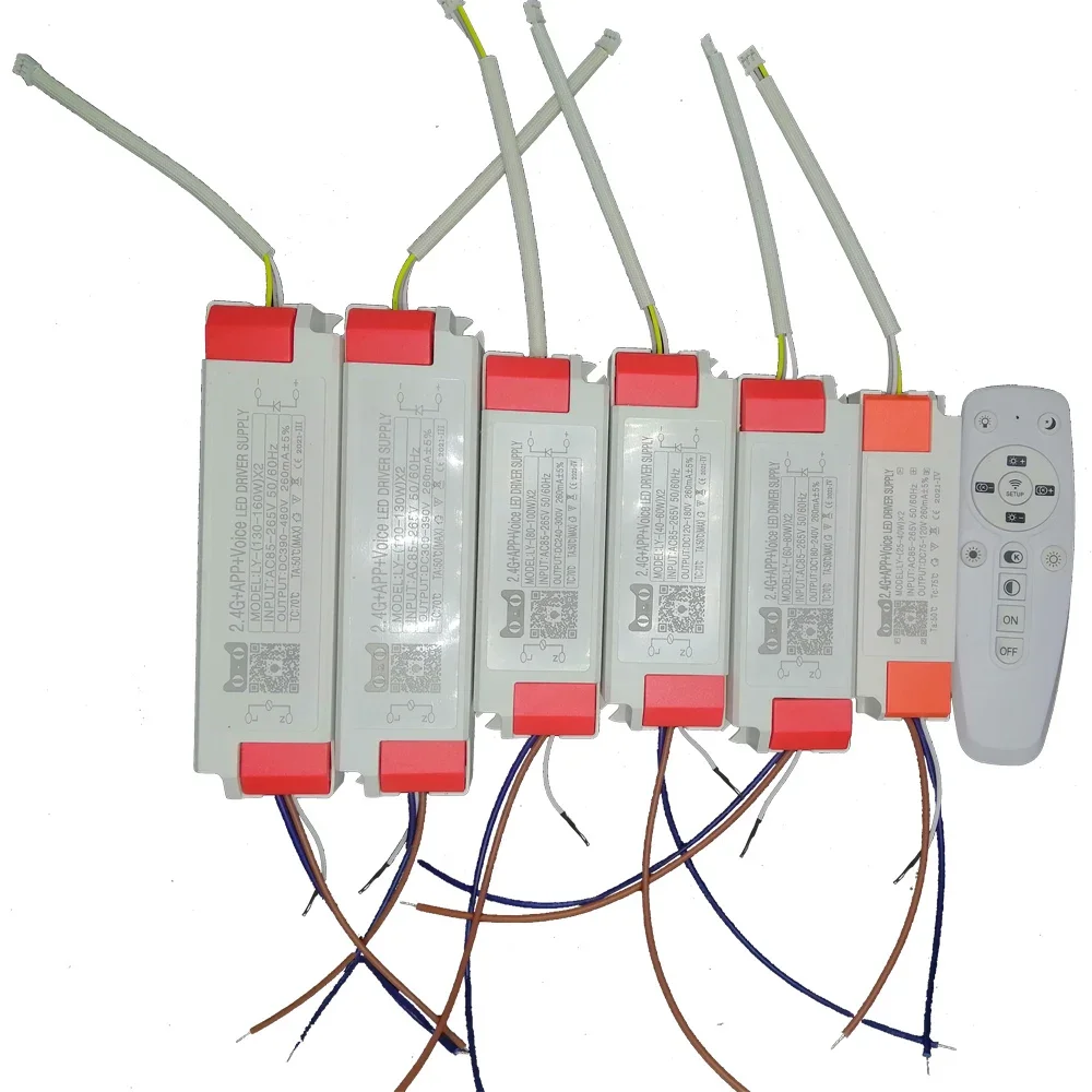 

Интеллектуальный диммируемый LED-драйвер AC110V 220V 25-160Wx2, трансформатор для люстры, 2.4G, управление через приложение, блок питания, двухцветный.