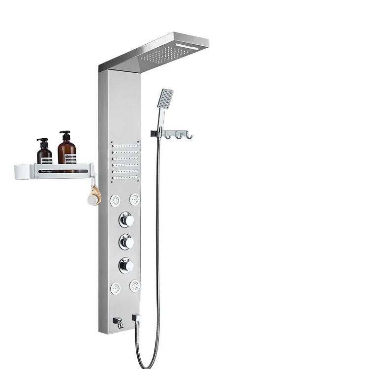 

YyhcMultifunctional Stainless Steel Massage Spa Rain Wall Mount Shower Panel Column Screen Mixer Faucet System In Shower Room