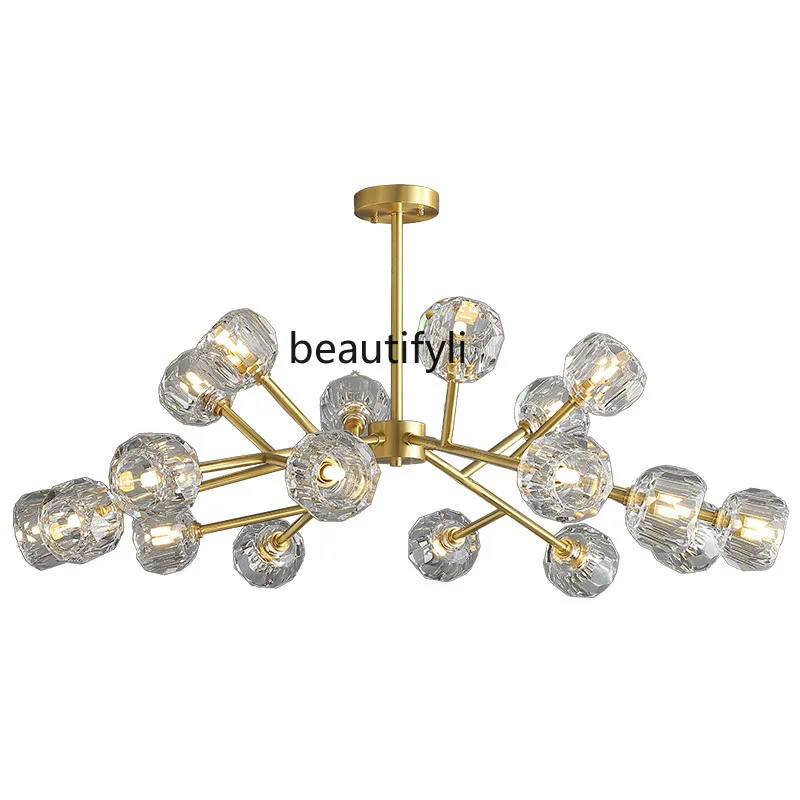 

LBX Post-Modern Crystal Chandelier Dining Room Bedroom Stylish and Personalized Nordic Living Room Light Luxury Copper Lamps