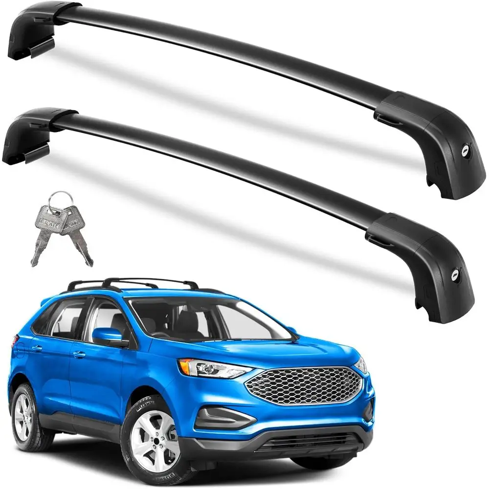 

Багажные поперечины Roo Rack Bars 220lbs, совместимые с Ford Edge 2015-2024, сверхпрочные запираемые рейлинги на крышу, для перевозки грузов, каноэ, черные, для крепления на крышу автомобиля