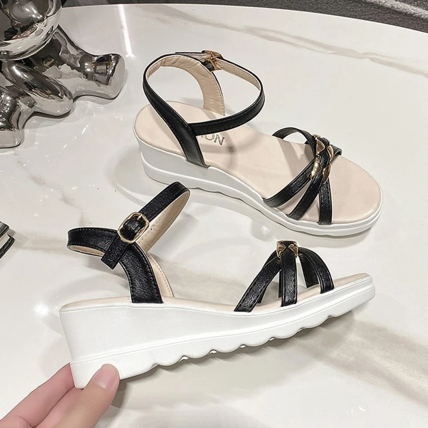 

2024 New Fashion Wedge heels summer sandals WHigh Heels Gladiator Sandals Casual black Party Casual Shoe