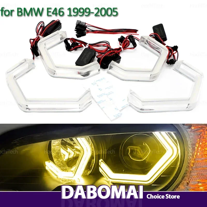 

Crystal M4 Style LED Angel Eyes Лампа Кольцо Лимонно-желтый Лампа DRL Стайлинг Свет для BMW E46 Седан Туринг Вагон 1999-2005 гг.