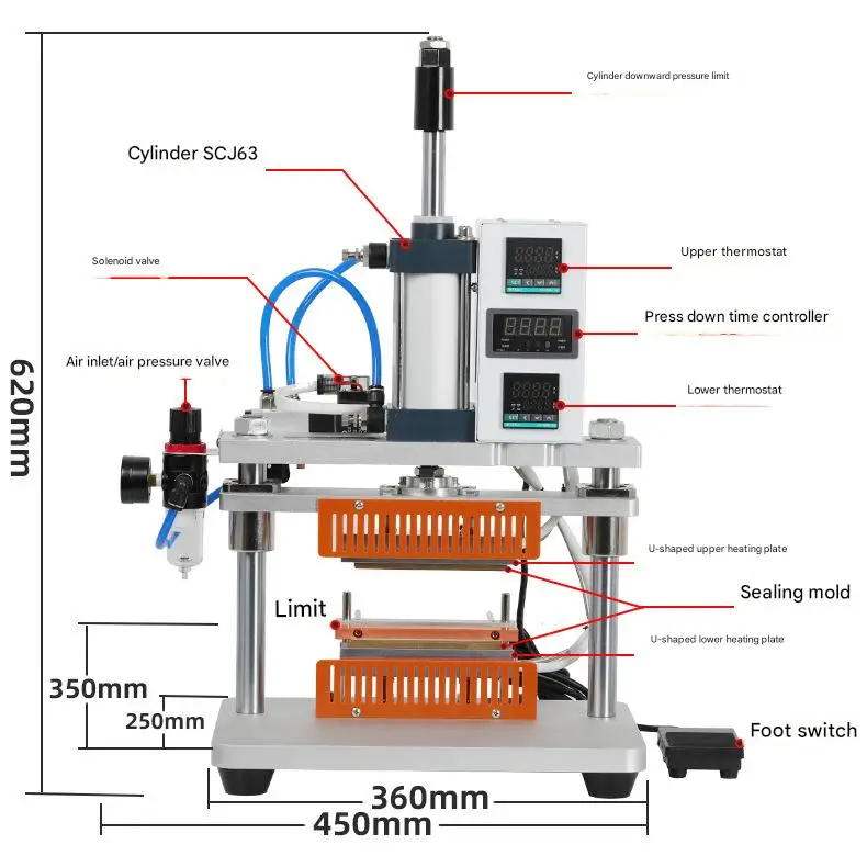 Compact Automatic Heat Sealing Machine for Aluminum Foil Kraft Paper PET Bags Upper & Lower Heating Non-Marking Design