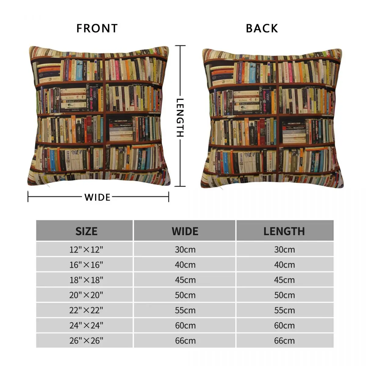 Books On The Shelf Square Pillowcase Polyester Linen Velvet Creative Zip Decor Room Cushion Cover