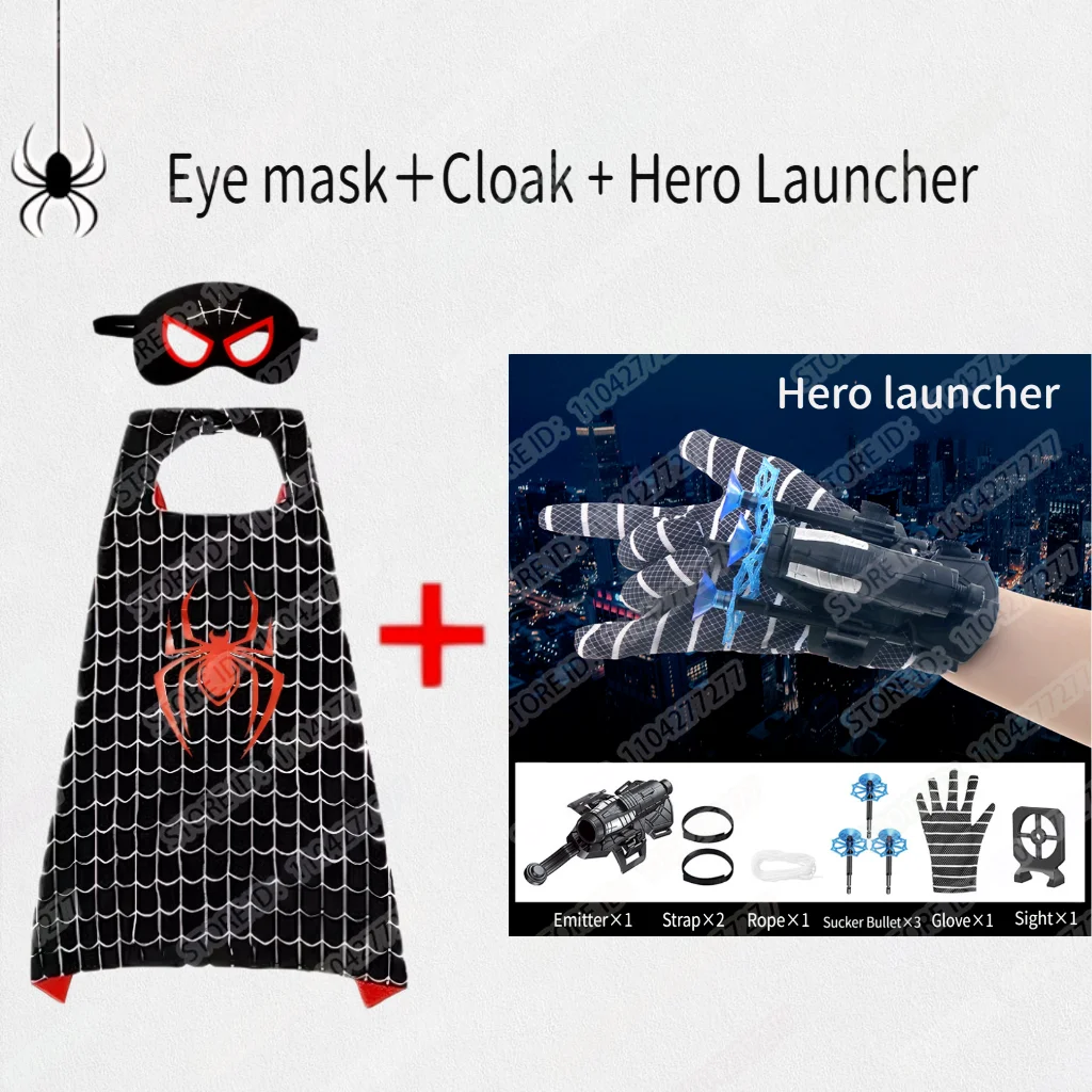Spiderman Mask Mosaic Sunglasses Children Toys Role Play Glove Launcher Set Zestaw zabawek na nadgarstek Halloween Śmieszne zabawki Chłopcy Dziewczynki prezent