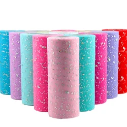 Glitter Sequin Tulle Roll 15cm*10yards Tulle Spool Tutu Skirt Organza Laser DIY Christmas Wedding Decor Birthday Party Supplies