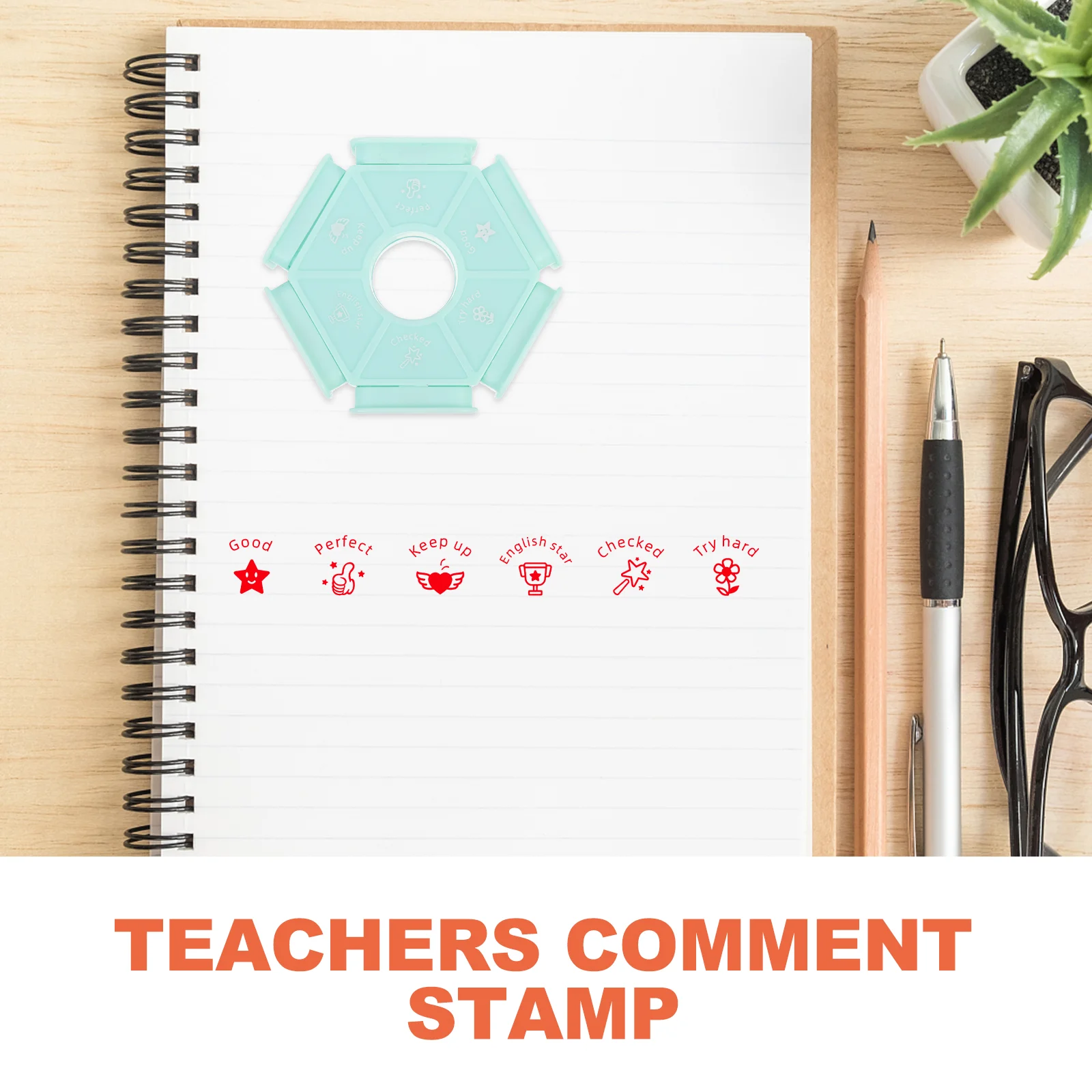 School Small Portable Comment Multi-side Teacher Stamper Teacher Supply Small Stamp Household Stamper for Teacher School Comment